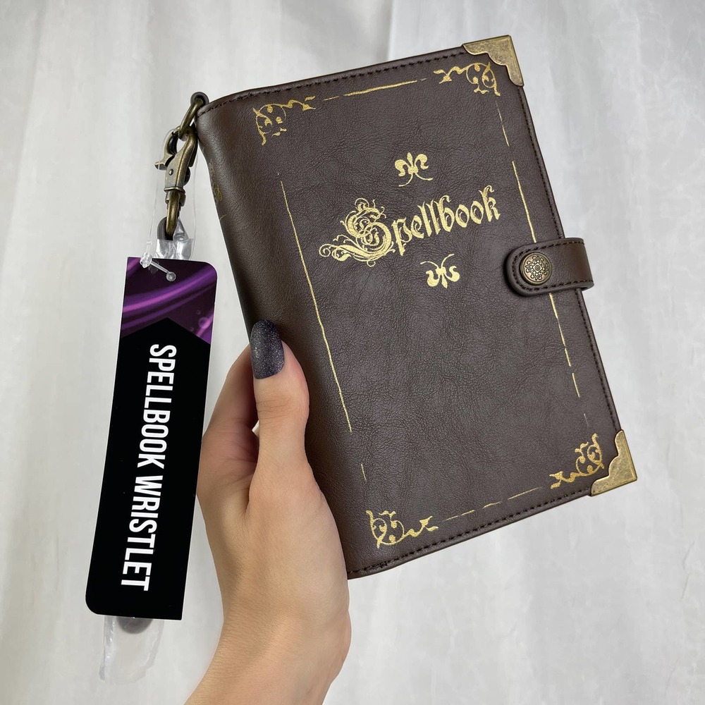 🚫SOLD🚫 NWT Think Geek Spellbook Billfold Wallet SOLD OUT Brown Faux Leather - Picture 1 of 16